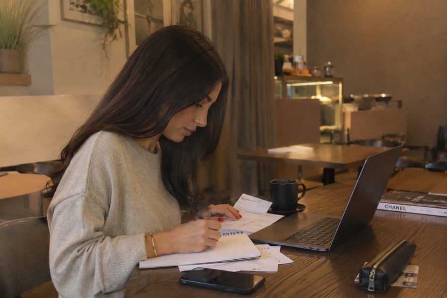 A calm, tidy scene from a woman's everyday money life