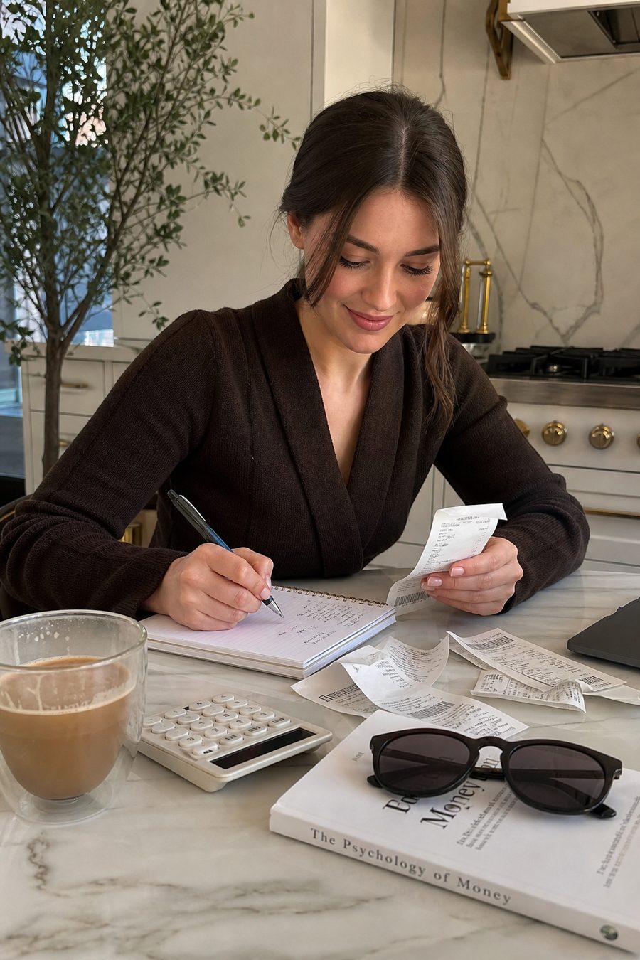 A calm, tidy scene from a woman's everyday money life