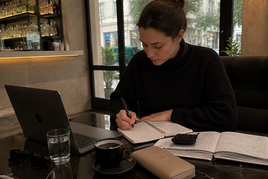 A calm, tidy scene from a woman's everyday money life